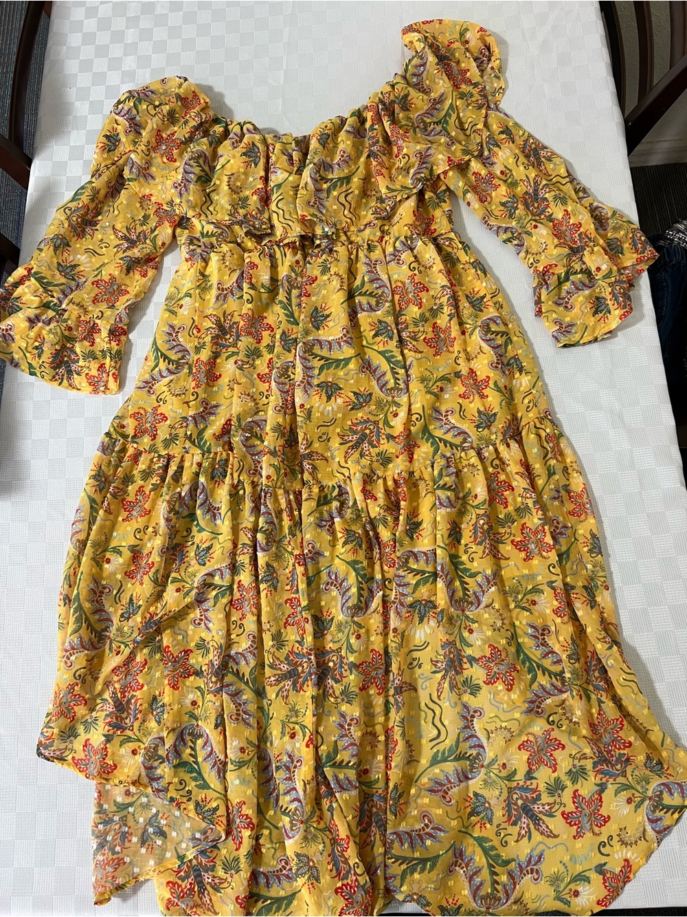 Eloquii Yellow Floral Off-Shoulder High-Low Dress - Picture 3 of 6